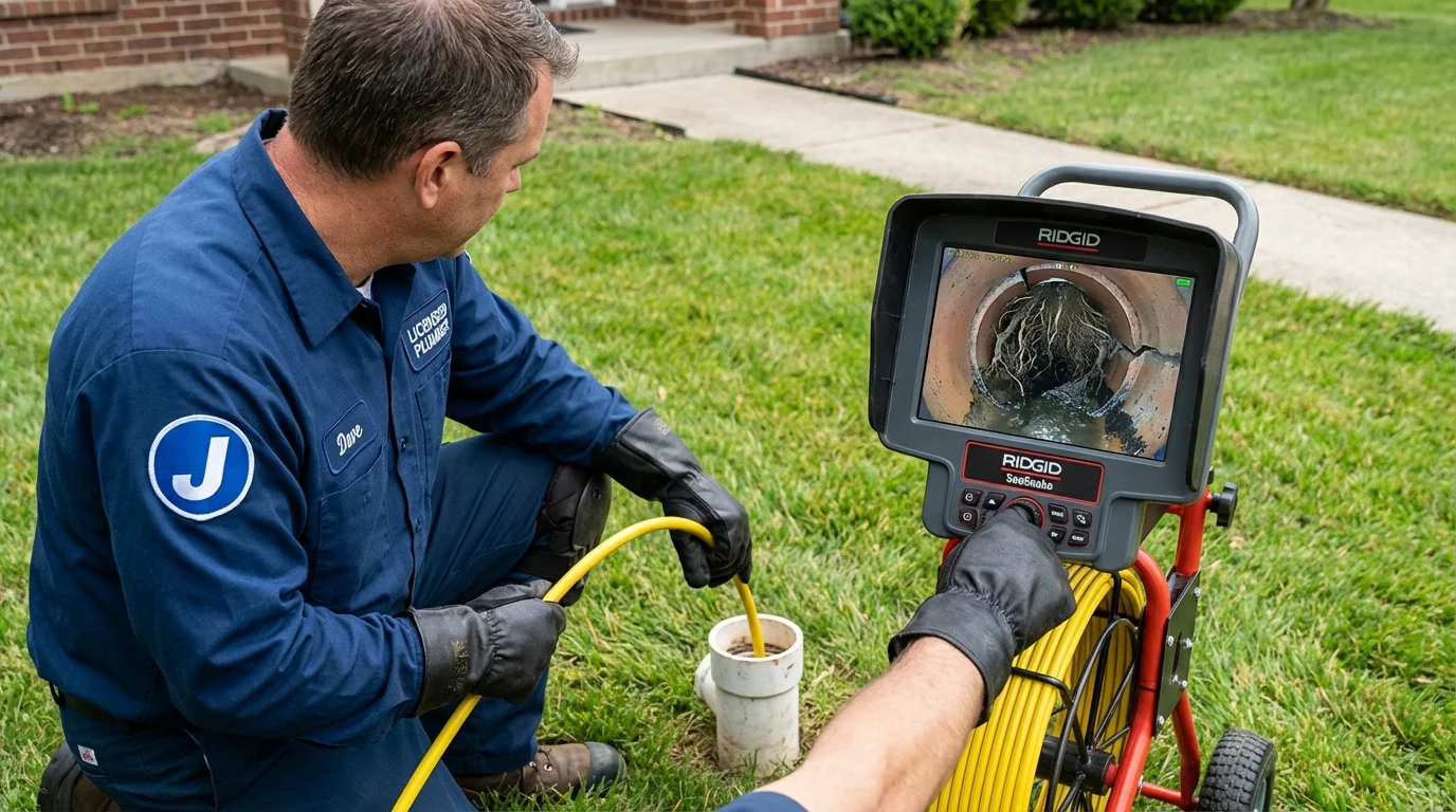 Sewer camera inspection being performed by Johns Plumbing LLC in Girard
